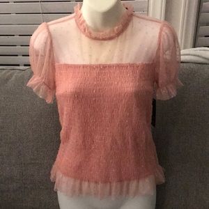 Scobe pink see through blouse size small